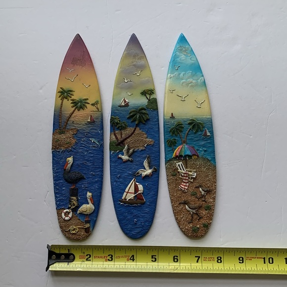 Tradewind Bay Mini Surfboard Art Polystone 3D Wall Mount Decor Lot Of 3 - Picture 3 of 7